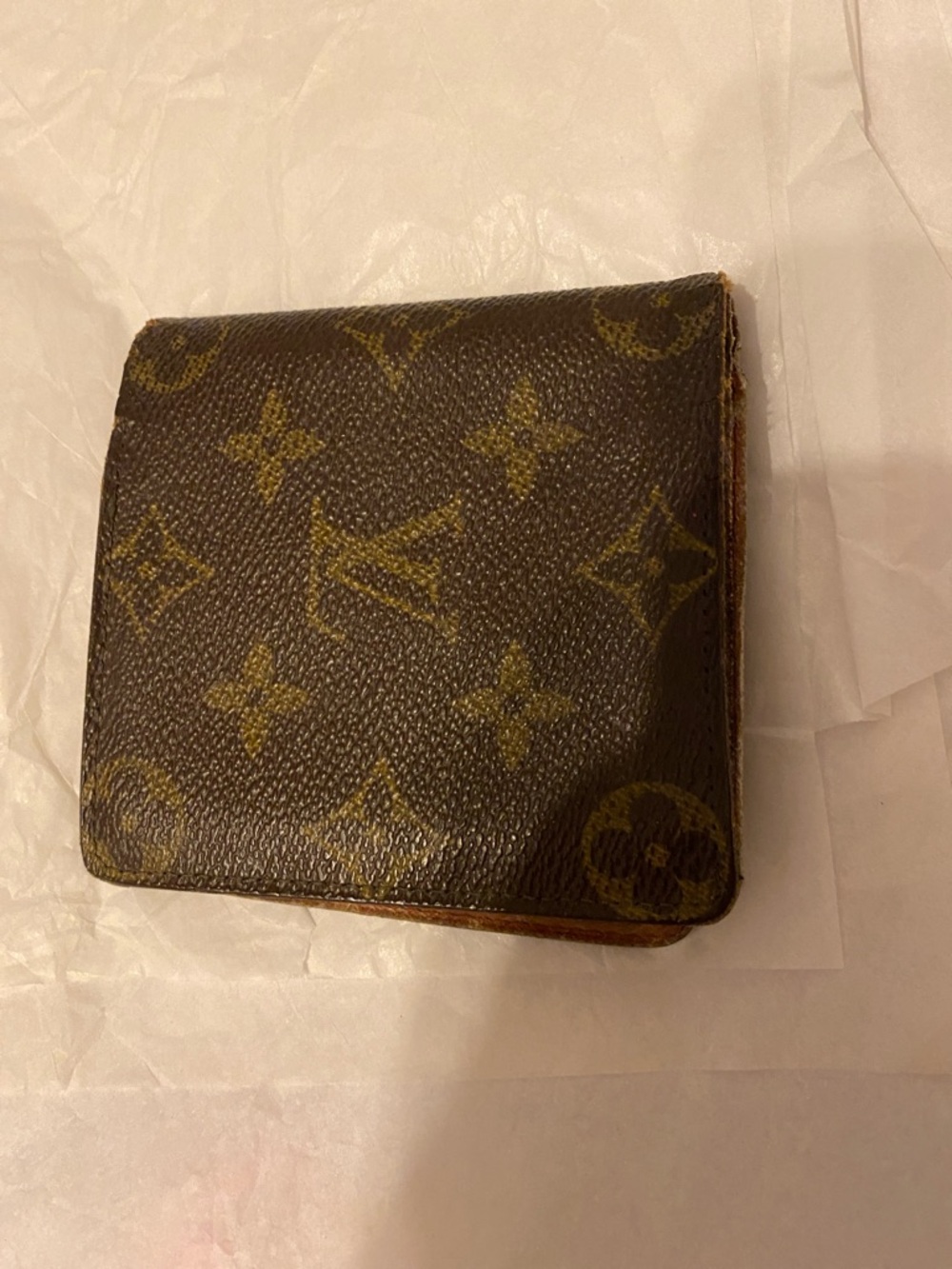 Authentic Louis Vuitton Monogram Folded Wallet - Brown & Gold